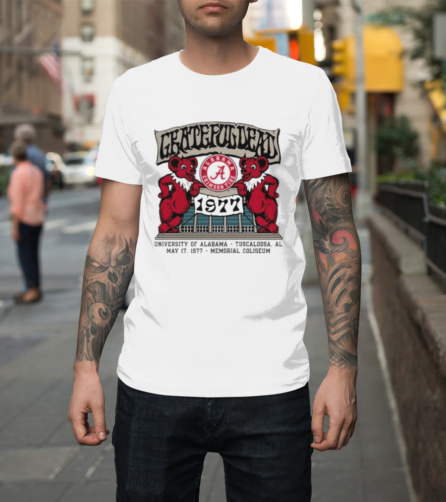 Grateful Dead Alabama Crimson Tide 1977 Memorial Coliseum Tuscaloosa Bears T-Shirt