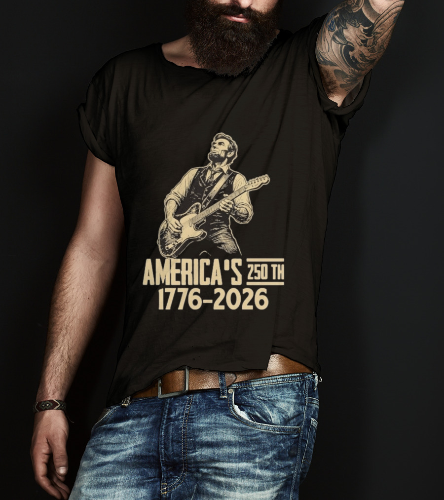 Abraham Lincoln Rocks Guitar America's 250th 1776 2026 T-Shirt
