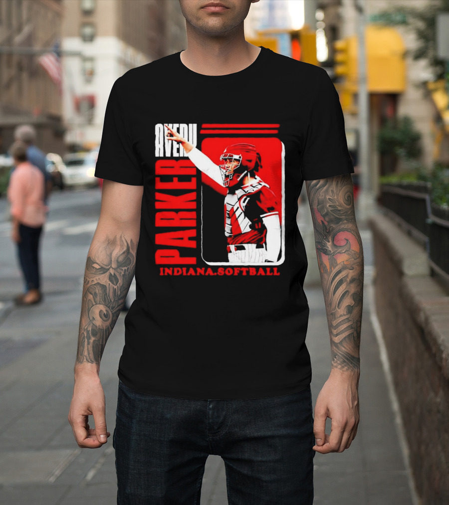 Avery Parker Indiana Softball Catcher Player Red And White Uniform T-Shirt