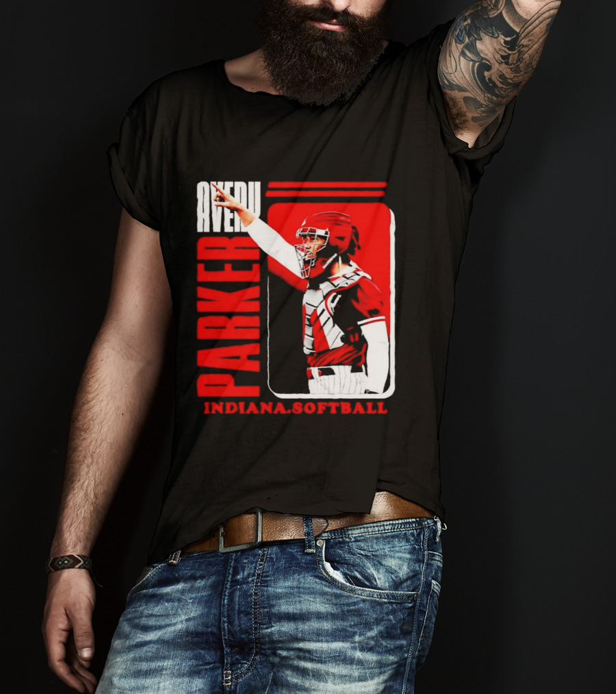 Avery Parker Indiana Softball Catcher Player Red And White Uniform T-Shirt