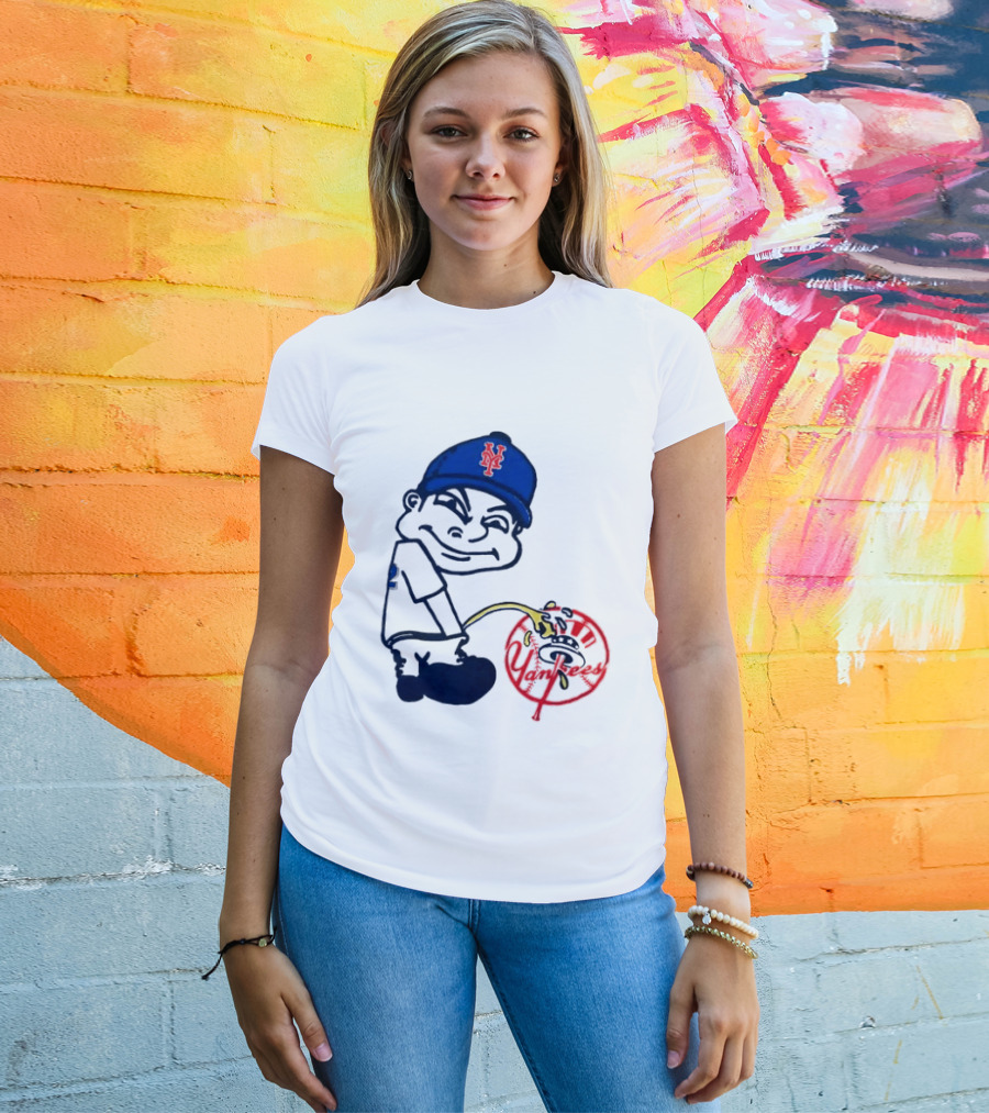 New York Mets Fans Rivalry Yankees Humorous Cartoon T-Shirt