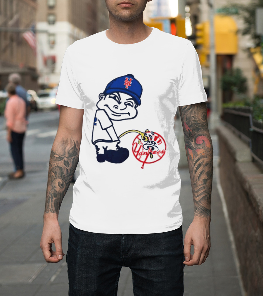 New York Mets Fans Rivalry Yankees Humorous Cartoon T-Shirt