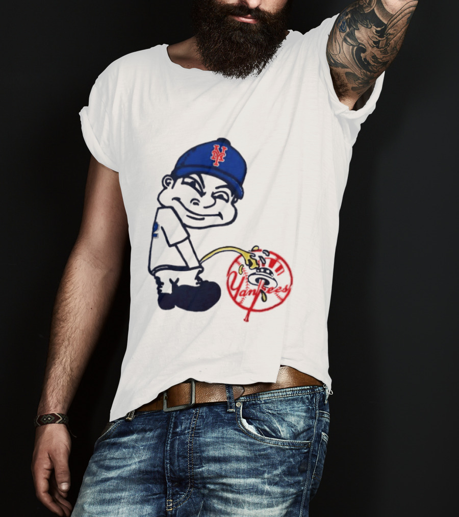New York Mets Fans Rivalry Yankees Humorous Cartoon T-Shirt