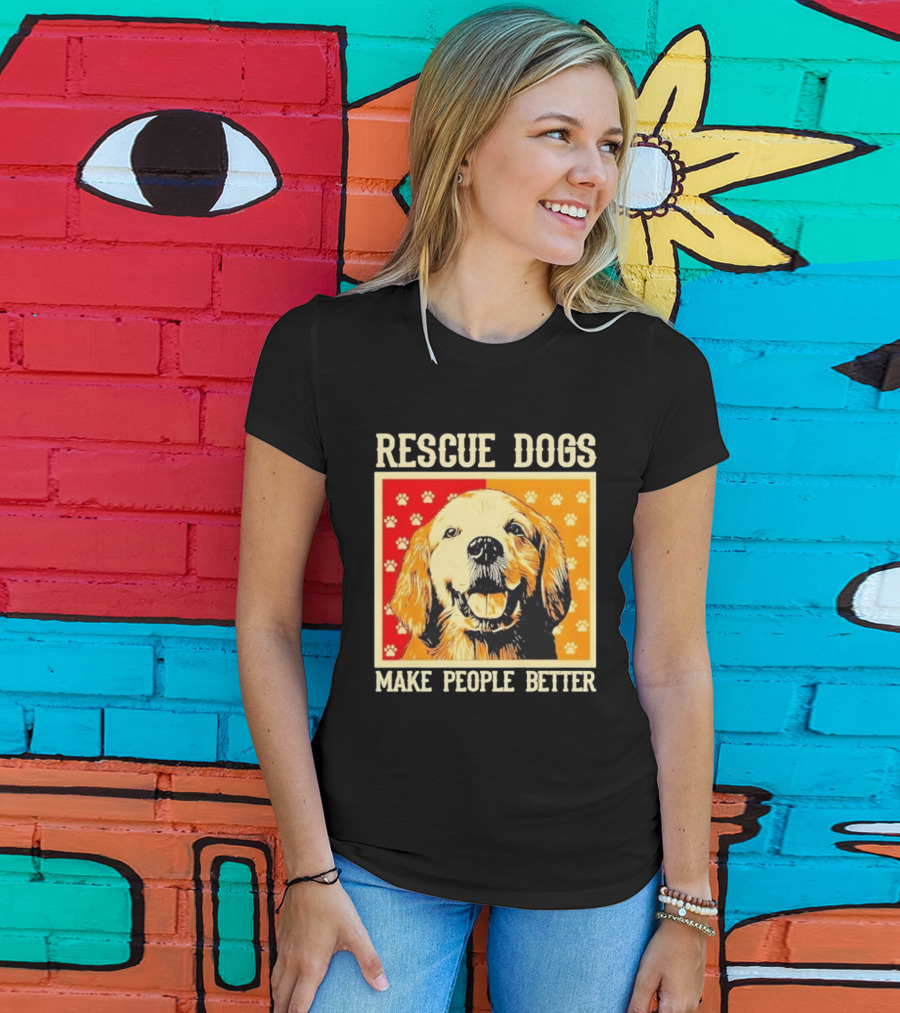 Rescue Dogs Make People Better Paw Print T-Shirt