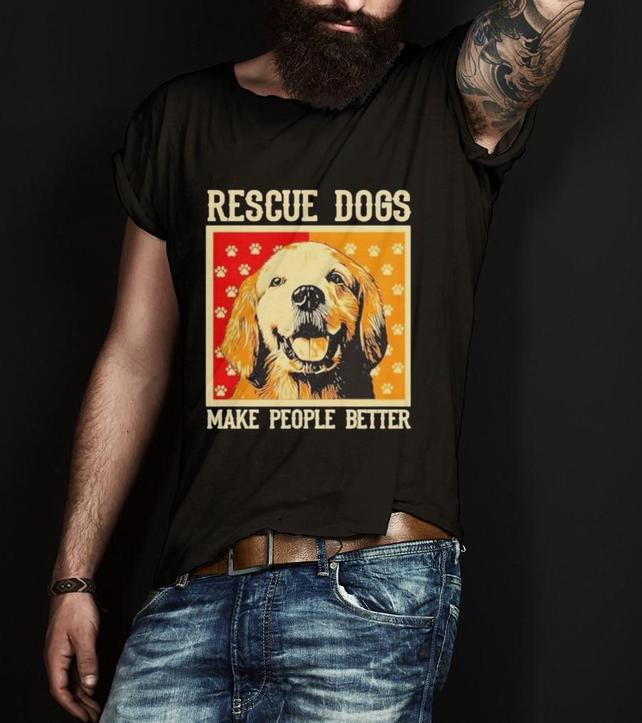 Rescue Dogs Make People Better Paw Print T-Shirt