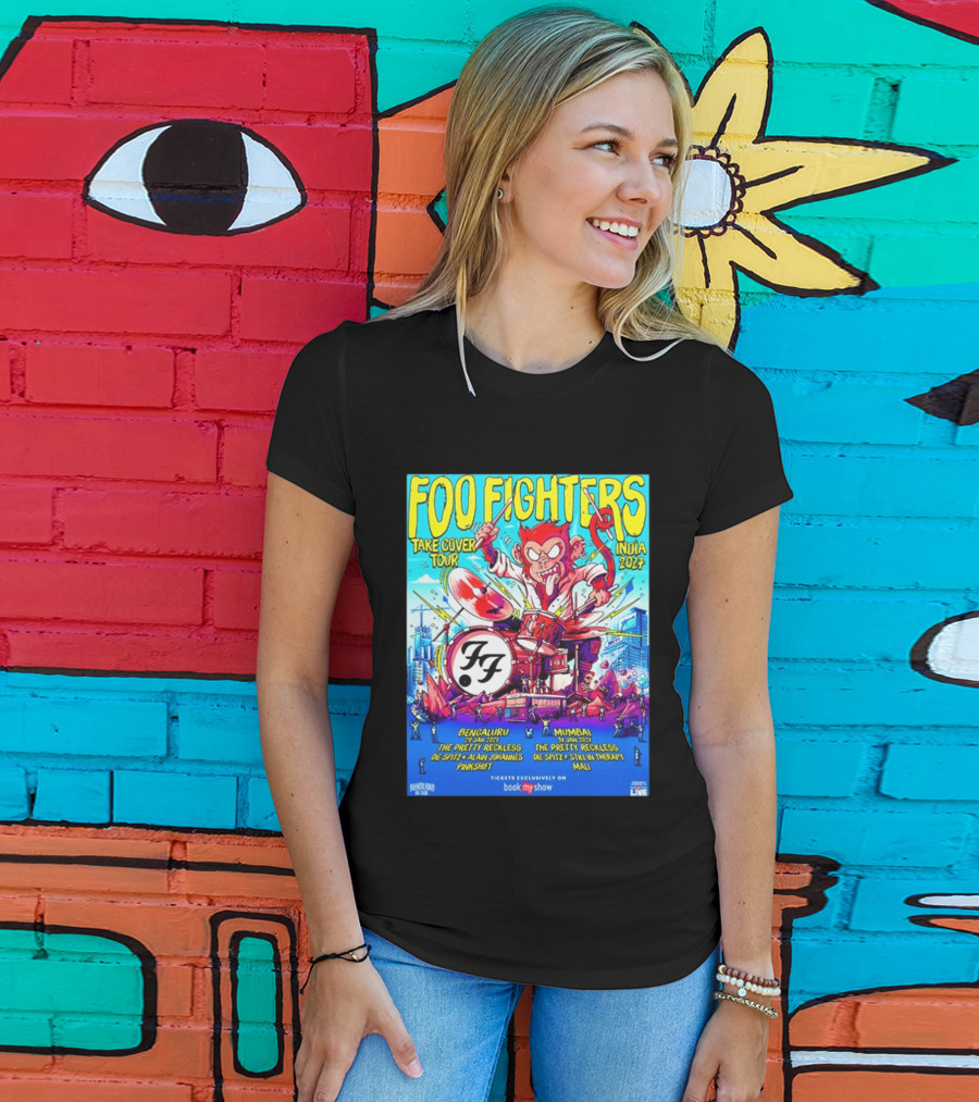 Foo Fighters Take Cover Tour India 2027 Bengaluru Mumbai The Pretty Reckless Die Spitz Alain Johannes Punkshit Still In Therapy Mali January 29 31 T-Shirt