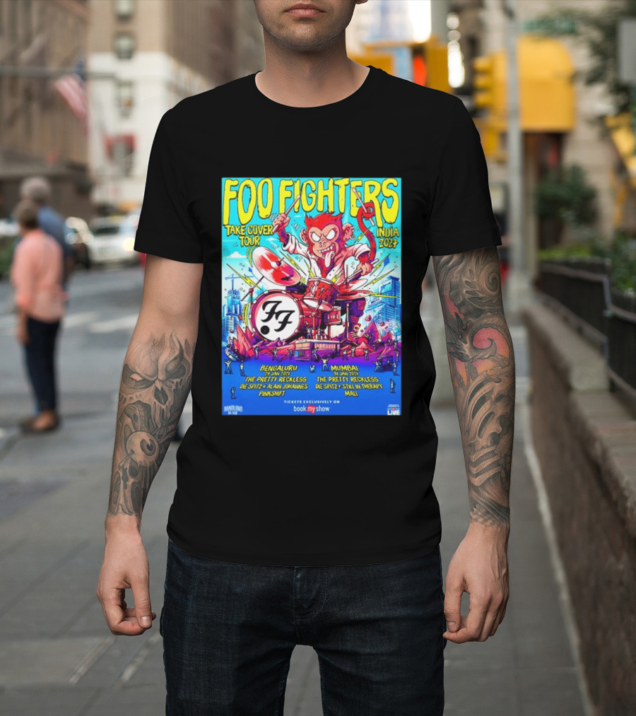 Foo Fighters Take Cover Tour India 2027 Bengaluru Mumbai The Pretty Reckless Die Spitz Alain Johannes Punkshit Still In Therapy Mali January 29 31 T-Shirt