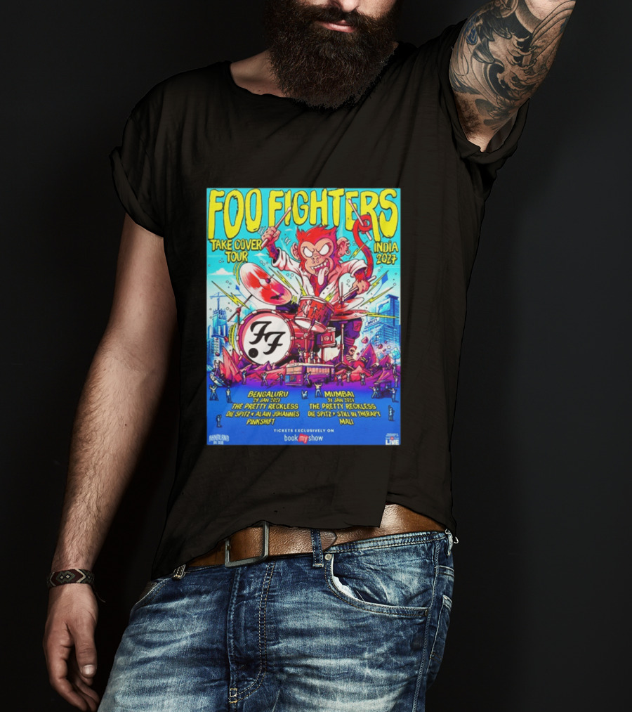 Foo Fighters Take Cover Tour India 2027 Bengaluru Mumbai The Pretty Reckless Die Spitz Alain Johannes Punkshit Still In Therapy Mali January 29 31 T-Shirt