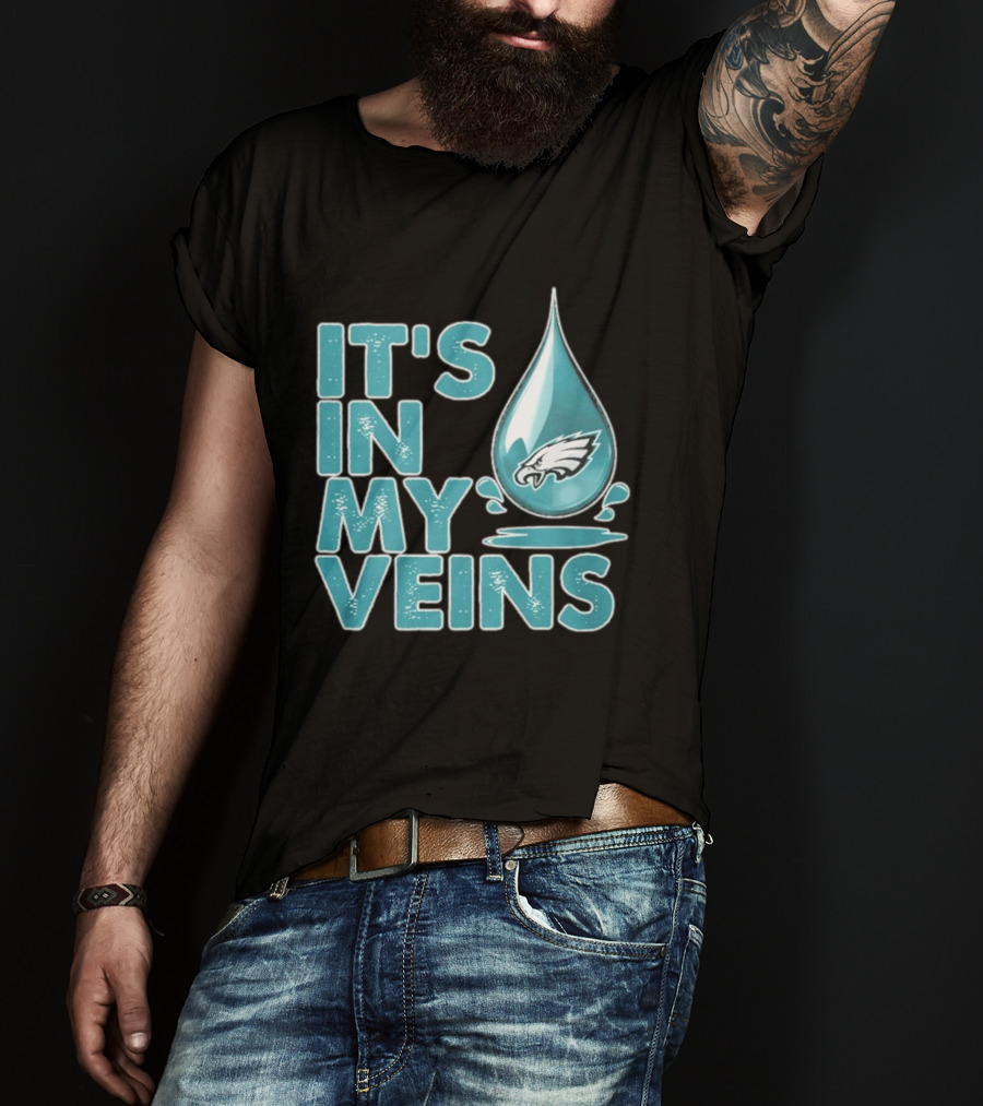 Philadelphia Eagles It's In My Veins Dripping Logo Fan Pride T-Shirt