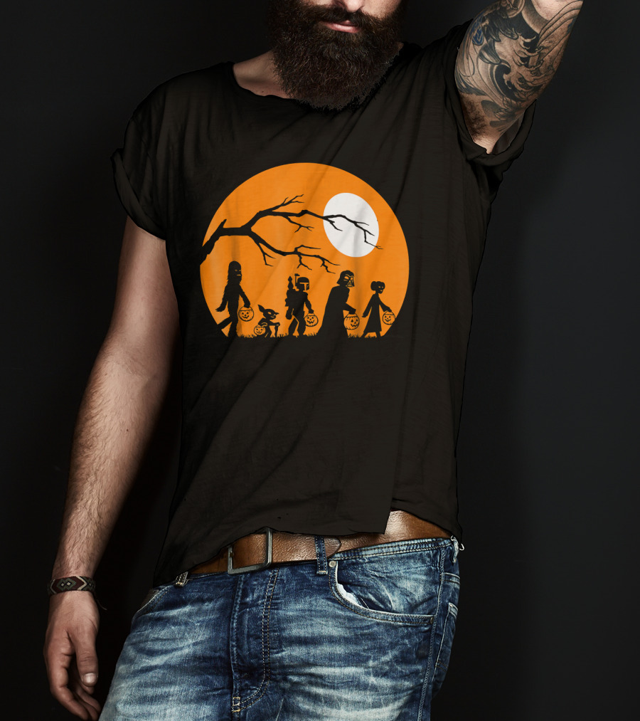Shop Halloween Online Trick Or Treat Sci-Fi Silhouettes Moon T-Shirt