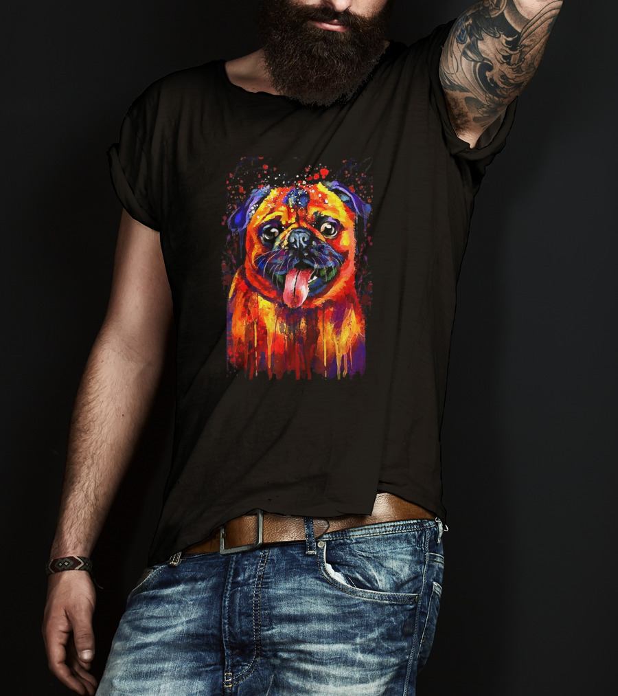 Vibrant Watercolor Pug Design For Enthusiasts T-Shirt