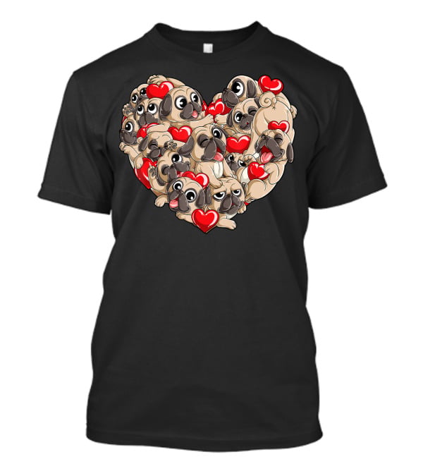 Pug Heart Valentines Day Dog Lover Boys Men Love T-Shirt