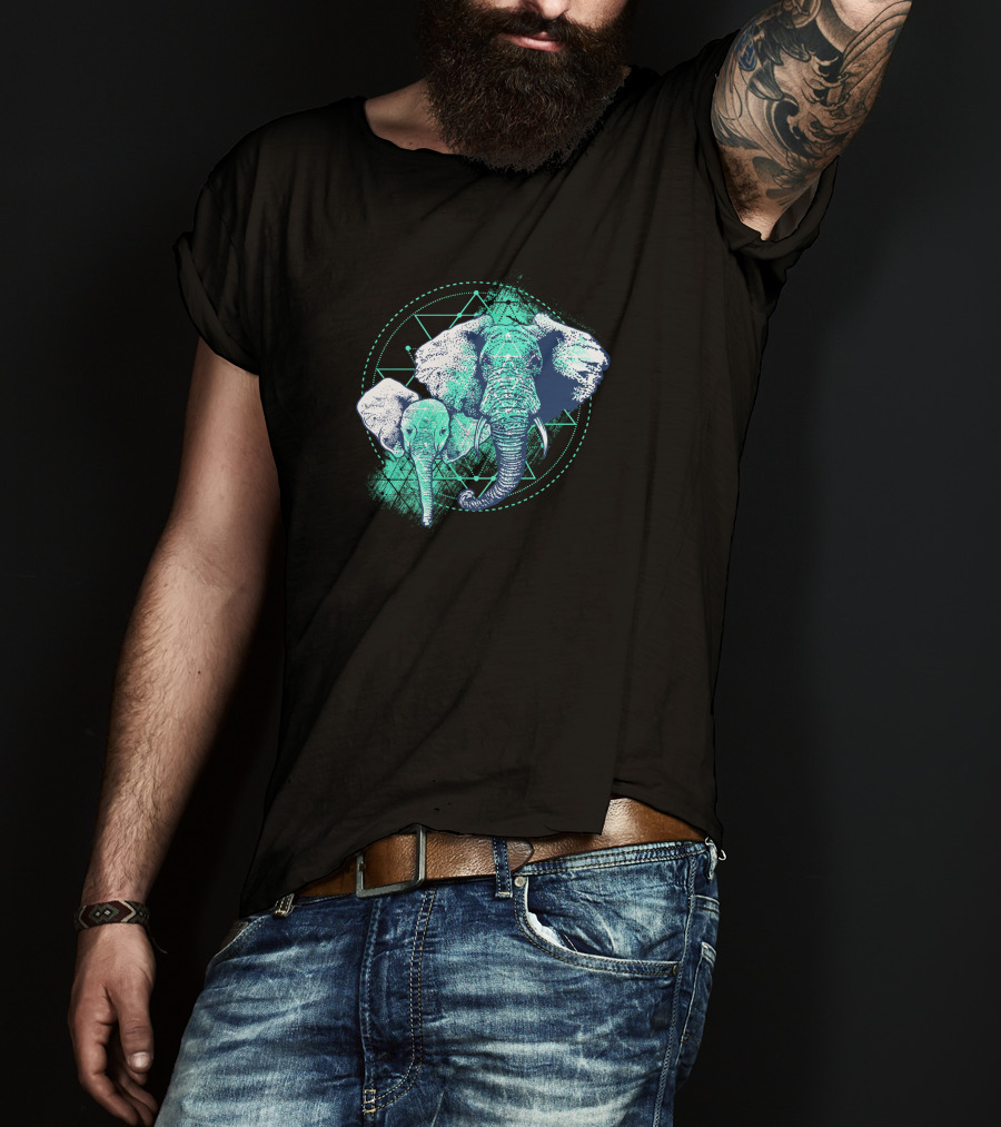 Magic Elephant Geometric Triangles T-Shirt
