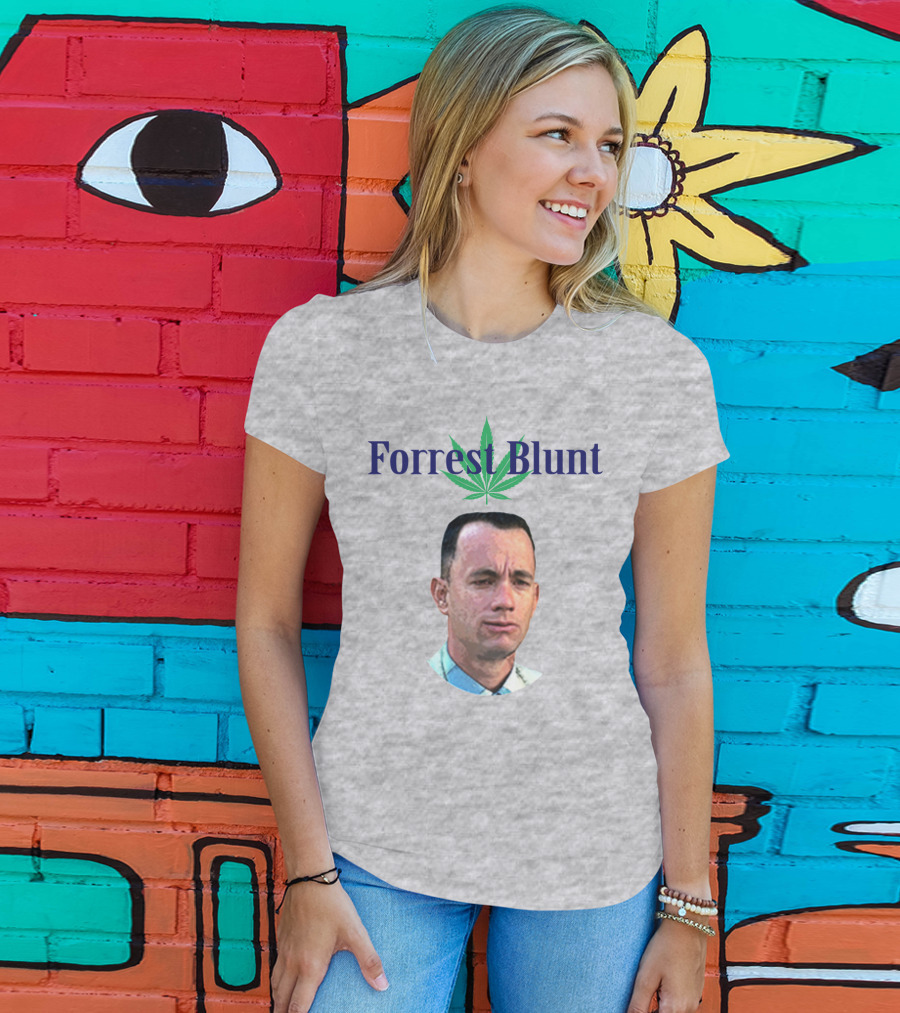 Forrest Blunt Tom Hanks Movie Mashup With Cannabis Leaf T-Shirt
