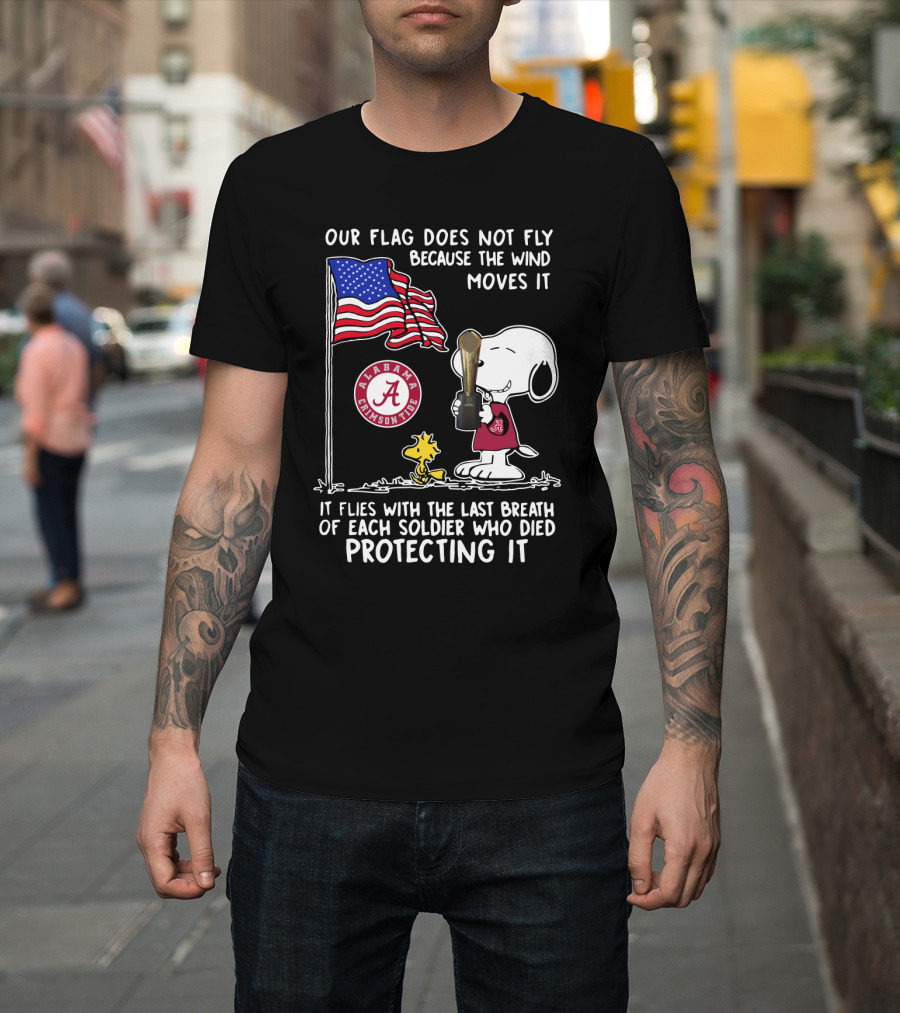 Alabama Crimson Tide Snoopy Woodstock Flag Tribute Soldier Sacrifice T-Shirt