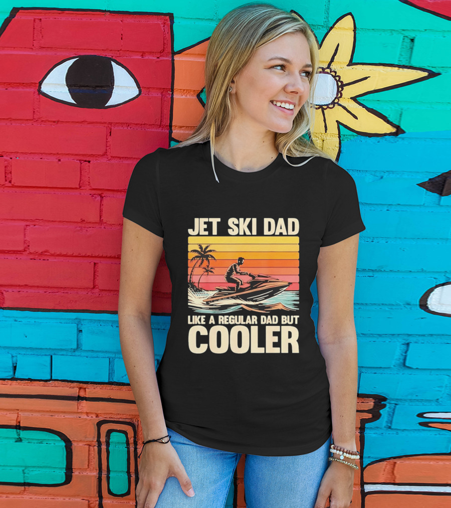 Jet Ski Dad Like A Regular Dad But Cooler Tropical Sunset Adventure T-Shirt