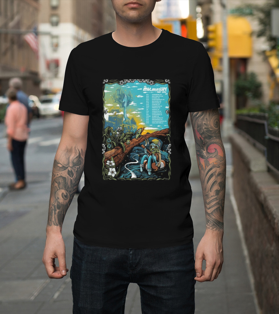 Moe.mentum Tour 2026 Dates With Surreal Nature Imagery And Character In Chill Scene T-Shirt