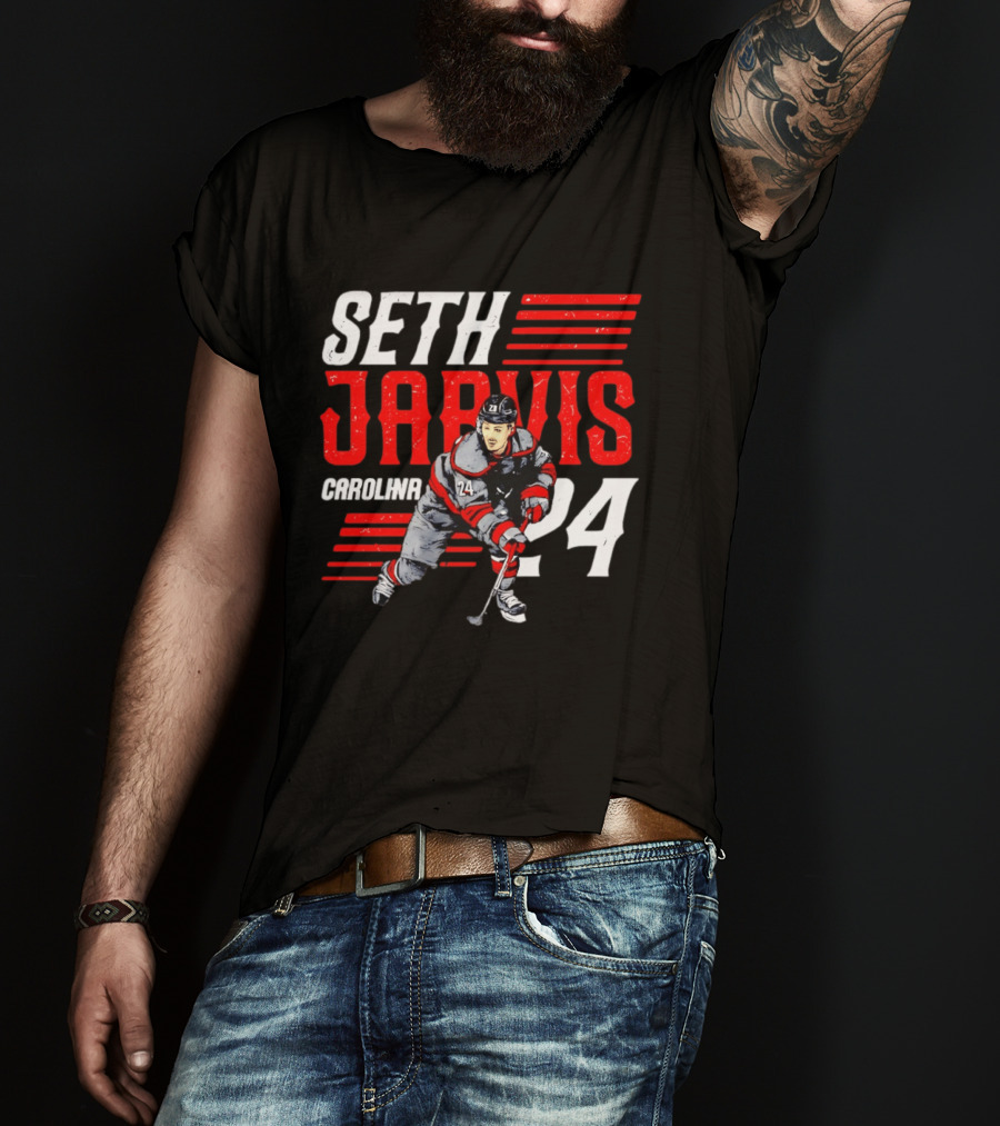 Seth Jarvis 24 Carolina Hurricanes Hockey Player T-Shirt