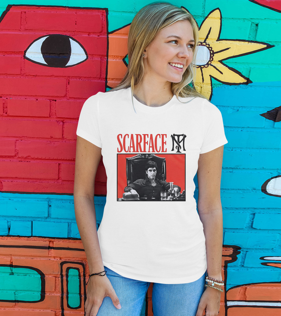 Scarface Tony Montana Al Pacino Iconic Scene Red T-Shirt