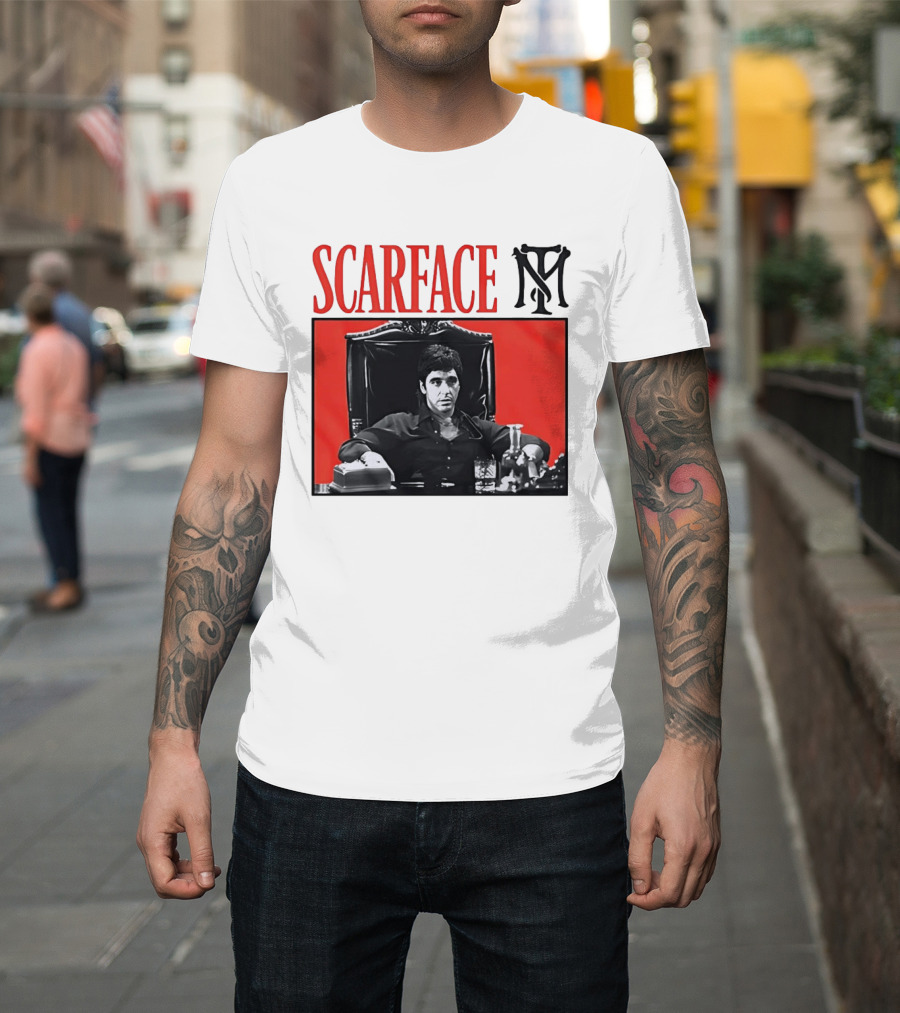 Scarface Tony Montana Al Pacino Iconic Scene Red T-Shirt