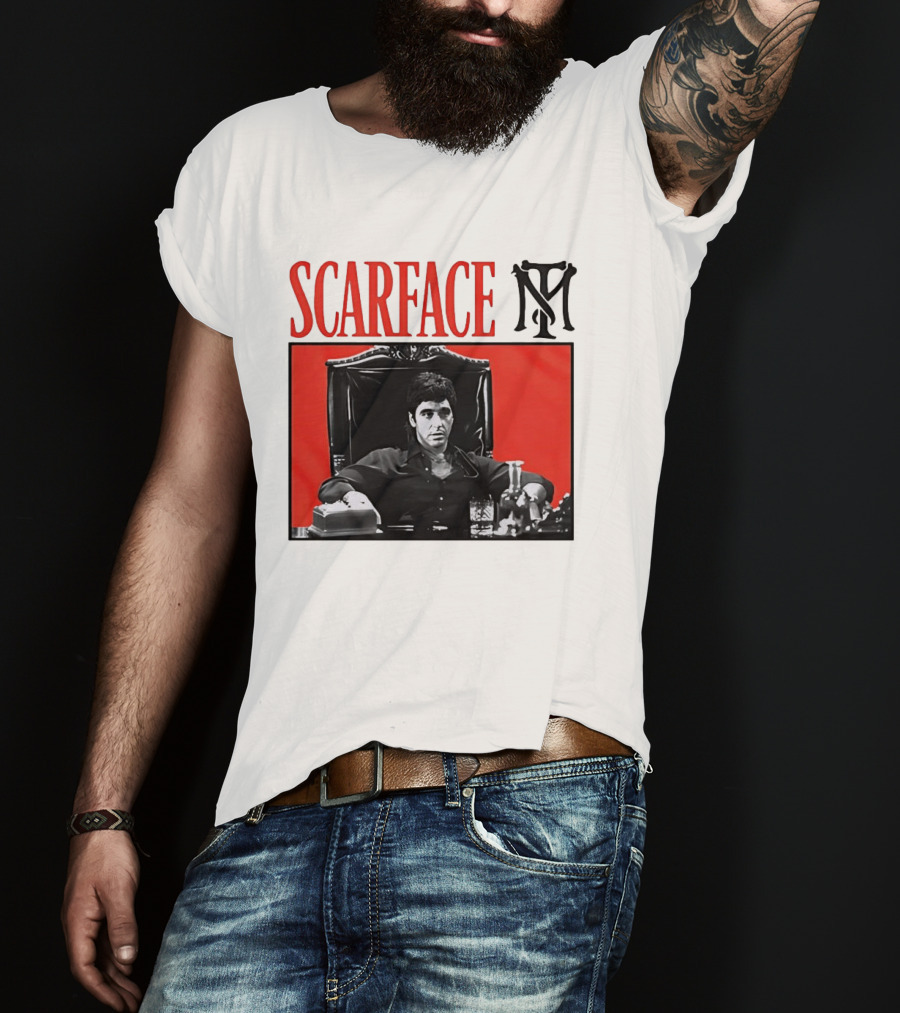 Scarface Tony Montana Al Pacino Iconic Scene Red T-Shirt