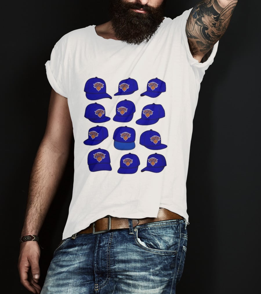 New York Knicks Blue Caps Collection With Iconic Basketball Team T-Shirt