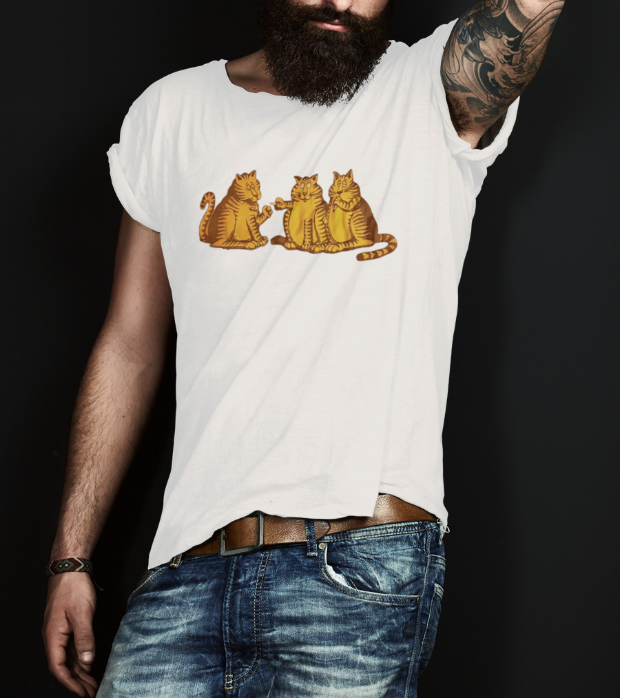 Super Cat Smoking Meme Trio Funny Cats Sharing Cigarettes T-Shirt