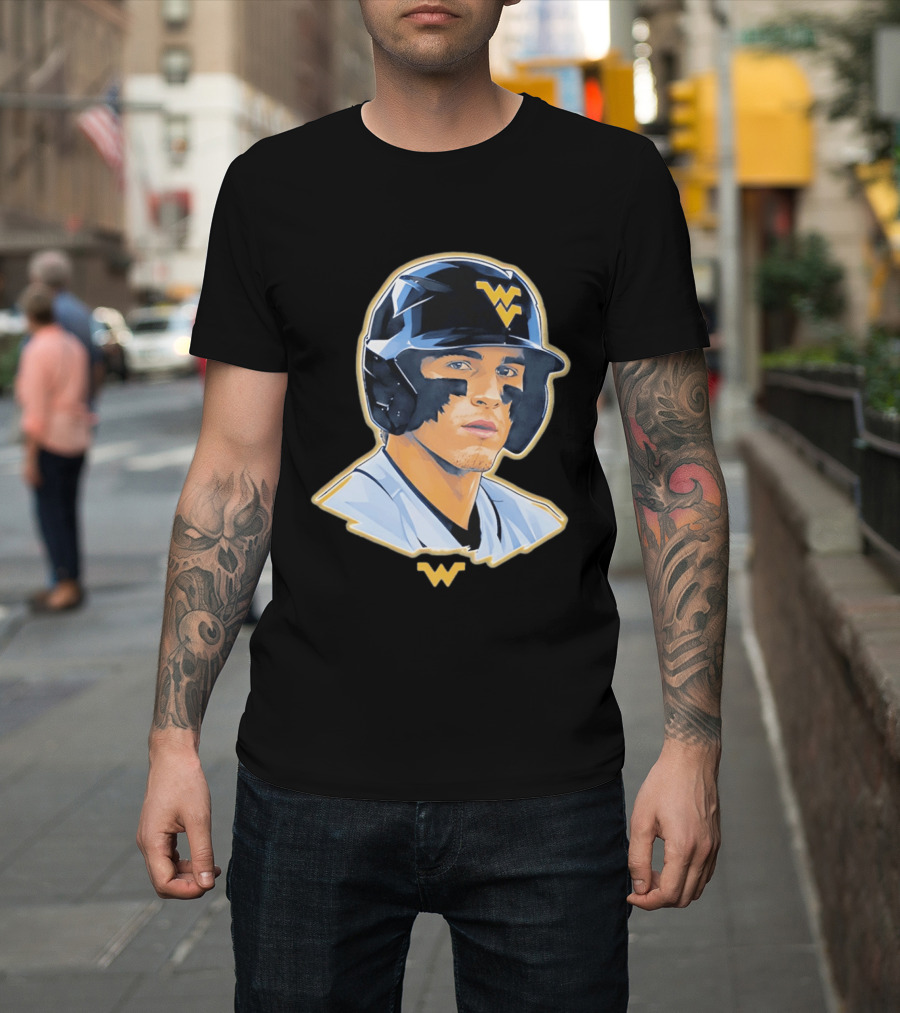 West Virginia Baseball Player Helmet WV T-Shirt