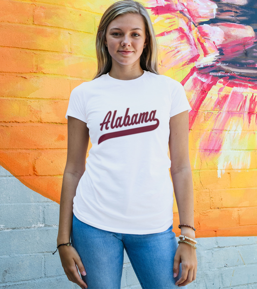 Alabama Baseball Cursive Style Lettering T-Shirt