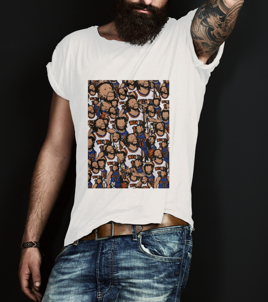 Jalen Brunson New York Knicks Number 11 NEMY Cartoon Collage T-Shirt