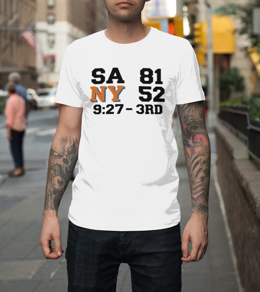 SA 81 NY 52 9:27 3rd Quarter Scoreboard T-Shirt