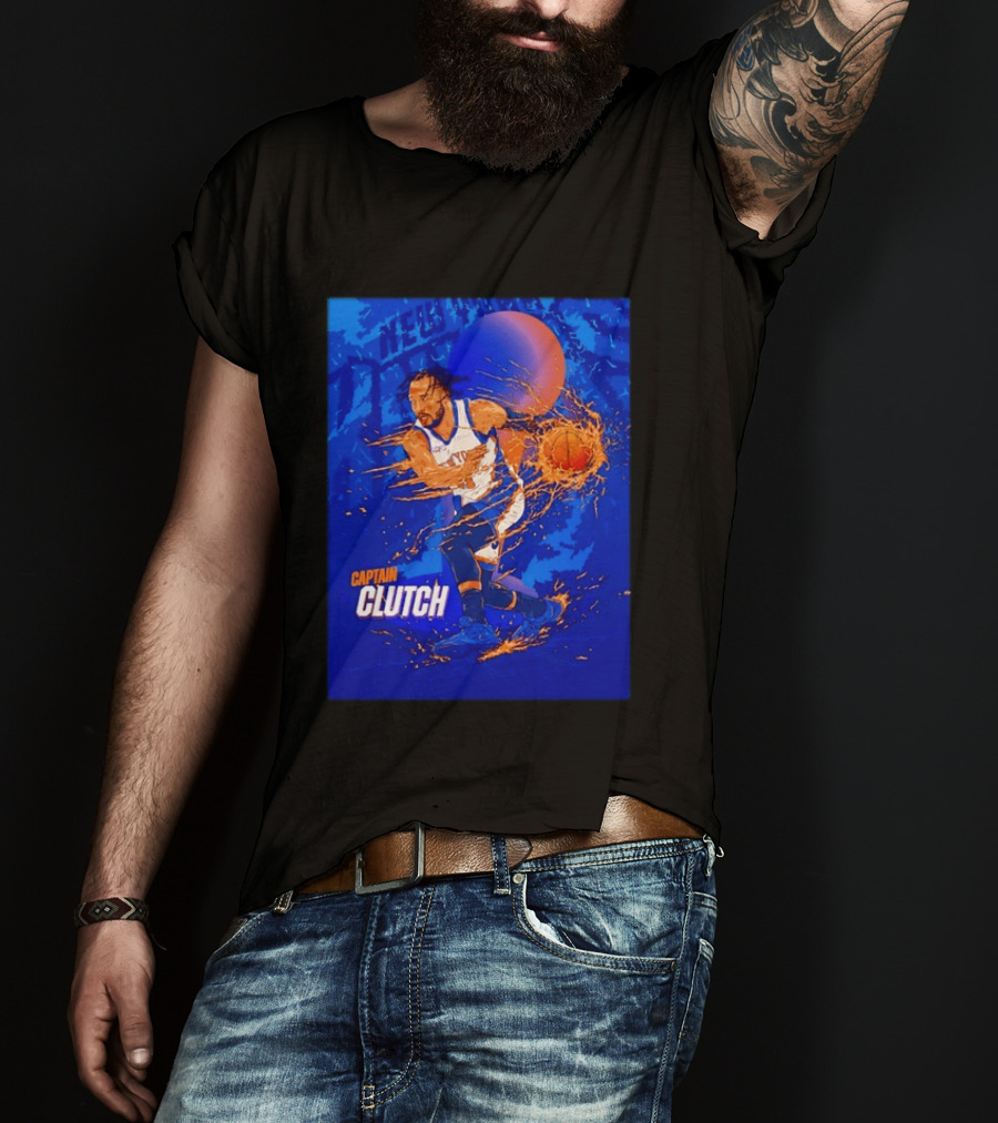 New York Knicks Captain Clutch Jalen Brunson Basketball Flames 2026 T-Shirt