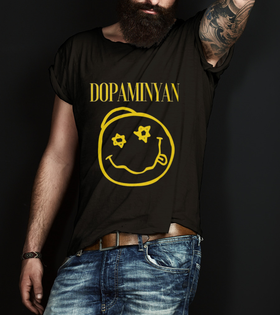 Dopaminyan Star Eyed Smiley Face Yellow T-Shirt