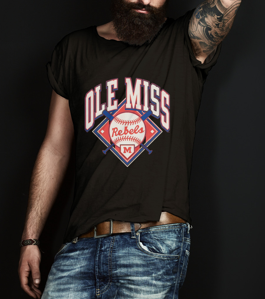 Ole Miss Rebels Baseball 2026 Team Merchandise Featuring Classic Logo And Red Baseball T-Shirt