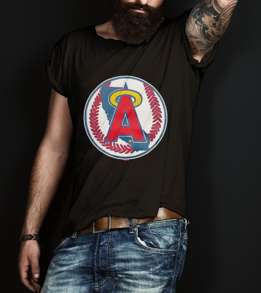 Los Angeles Angels Classic Halo A Baseball Emblem California Map T-Shirt