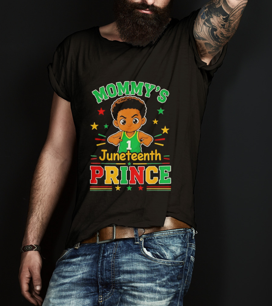 Mommy's Juneteenth Prince Little Boy Basketball Celebration Number One Kid T-Shirt