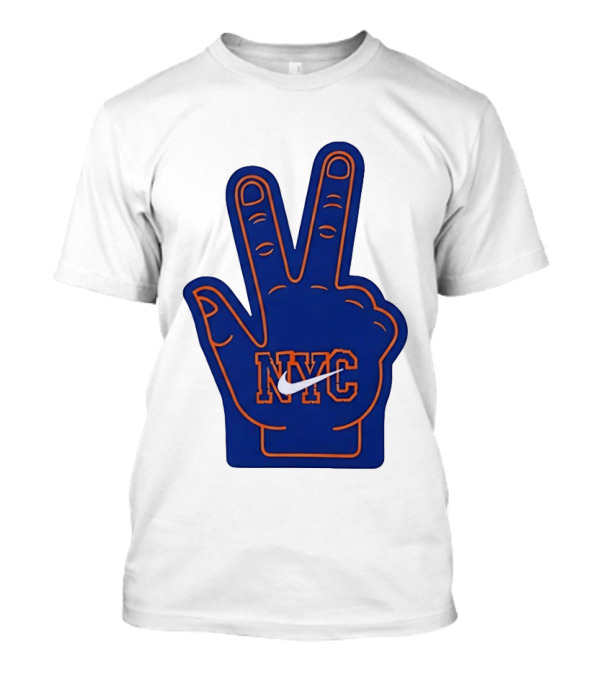 NYC Foam Finger Peace Sign New York Knicks Basketball T-Shirt
