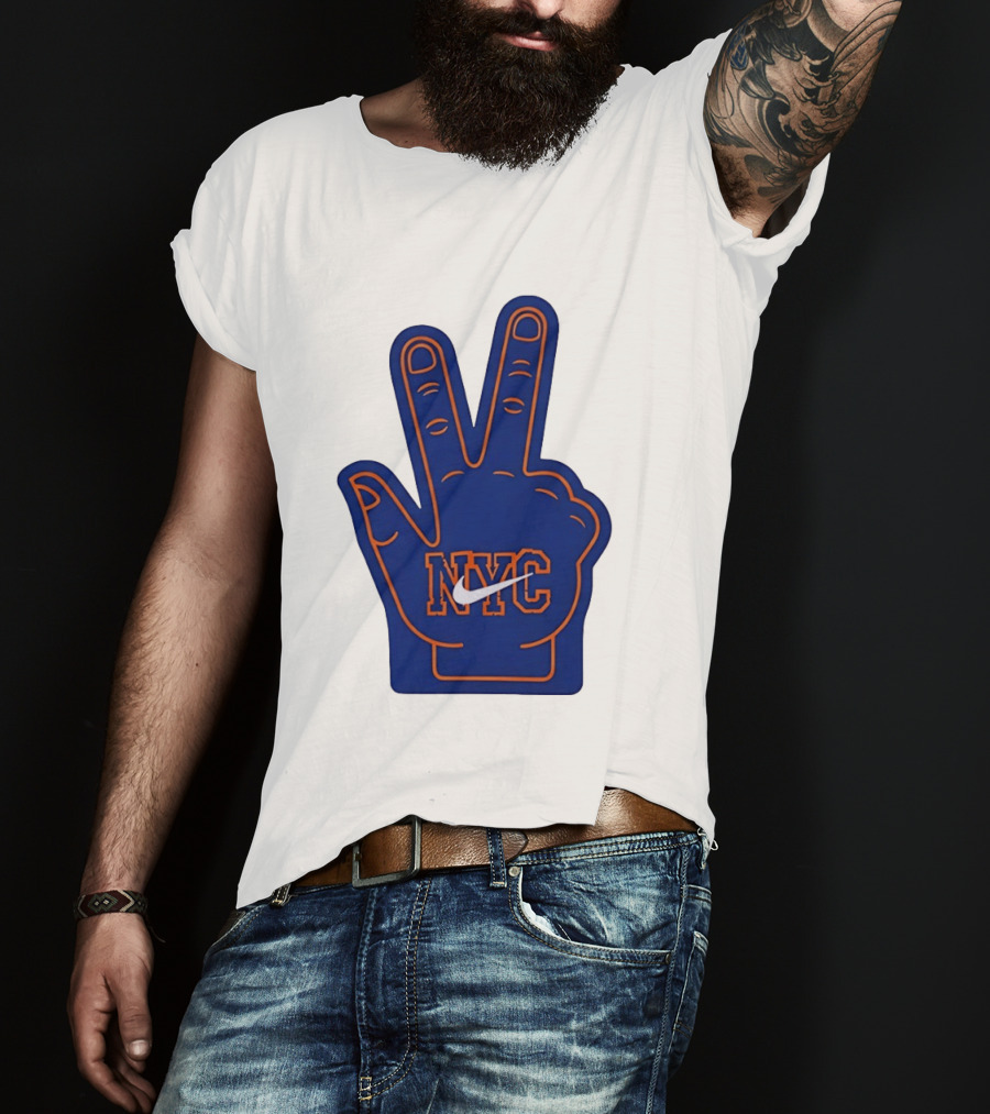 NYC Foam Finger Peace Sign New York Knicks Basketball T-Shirt