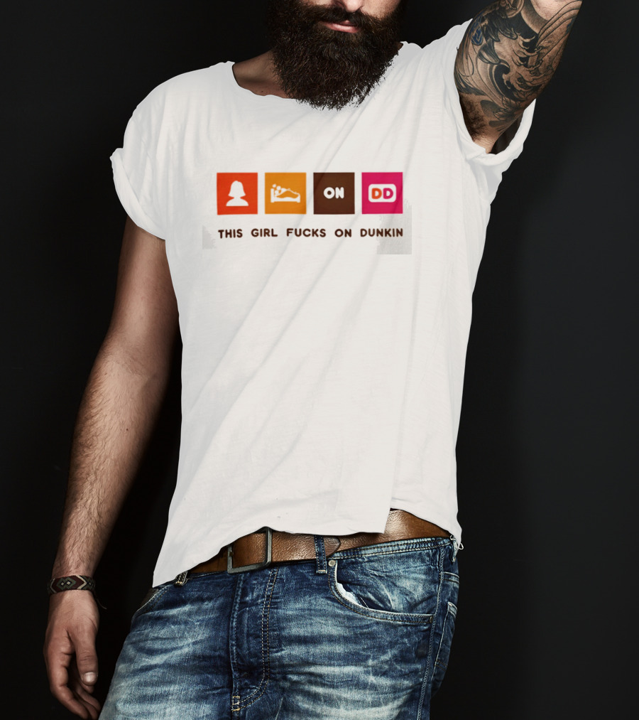 This Girl Fucks On Dunkin Retro Icon Square Blocks T-Shirt