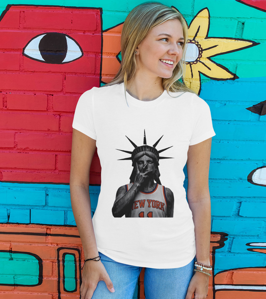 New York Knicks Jalen Brunson Statue Of Liberty Basketball Legend The Wait Is Over T-Shirt