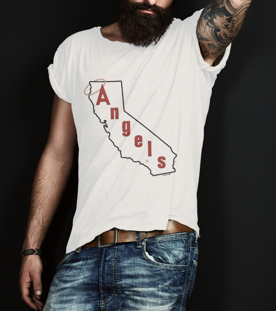 California Angels Script Los Angeles Outline With Halo T-Shirt