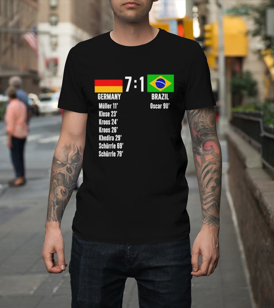 Germany 7 1 Brazil Müller Klose Kroos Khedira Schürrle Oscar Score T-Shirt