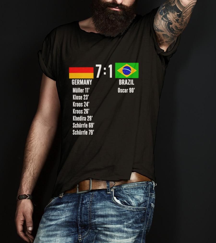 Germany 7 1 Brazil Müller Klose Kroos Khedira Schürrle Oscar Score T-Shirt