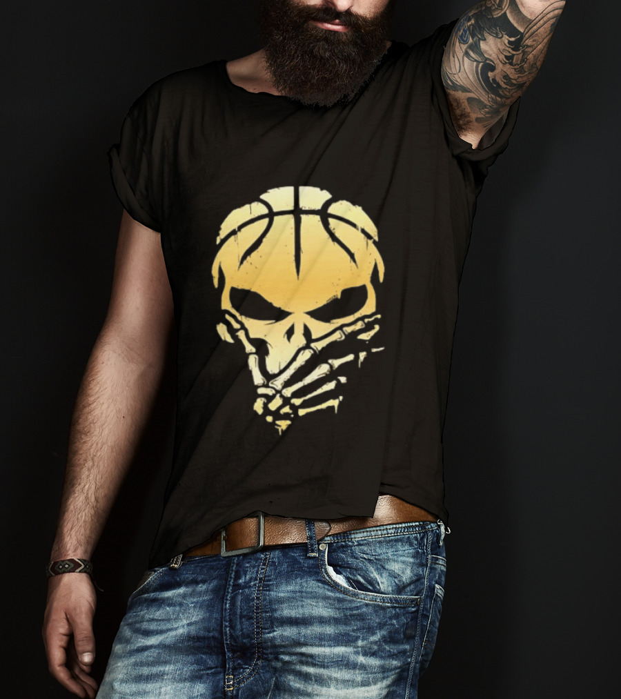 The Brunisher Gold Jalen Brunson Knicks Skull Basketball T-Shirt