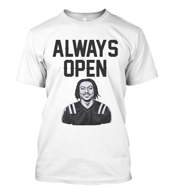 Always Open Bold Text With Cartoon Football Player T-Shirt