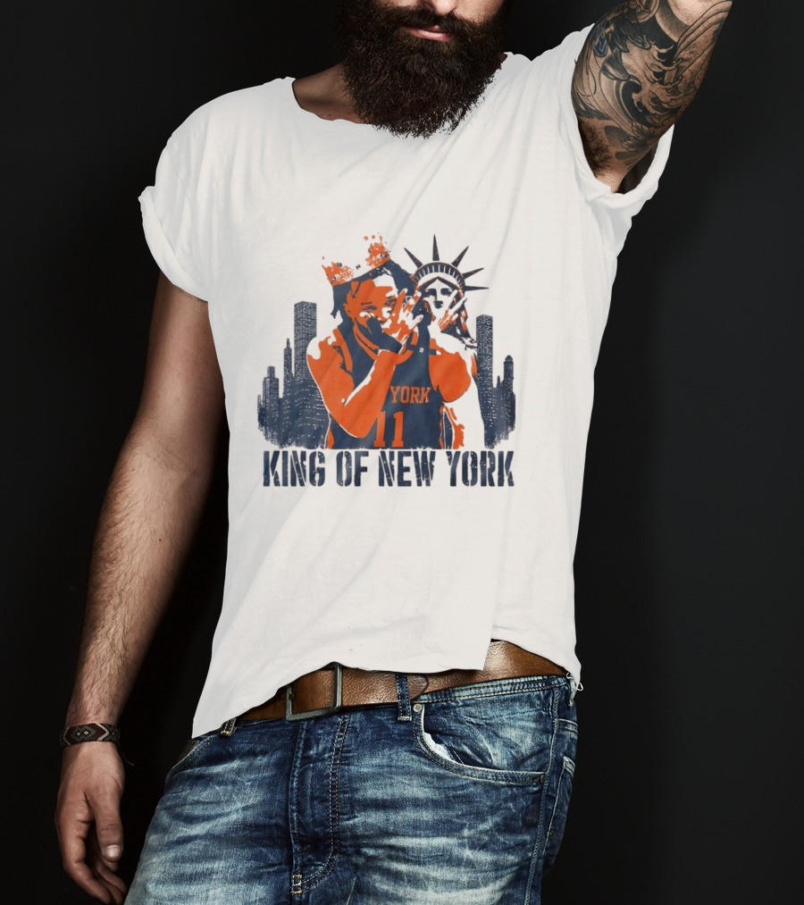 Jalen Brunson King Of New York Skyline 2026 MVP Basketball T-Shirt