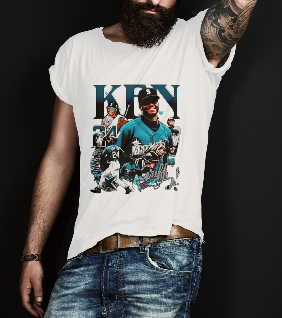 Ken Griffey Jr Seattle Mariners The Kid 24 Legendary Collage T-Shirt