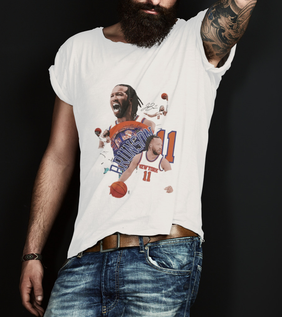 NY Knicks Jalen Brunson Number 11 Collage Basketball Player T-Shirt