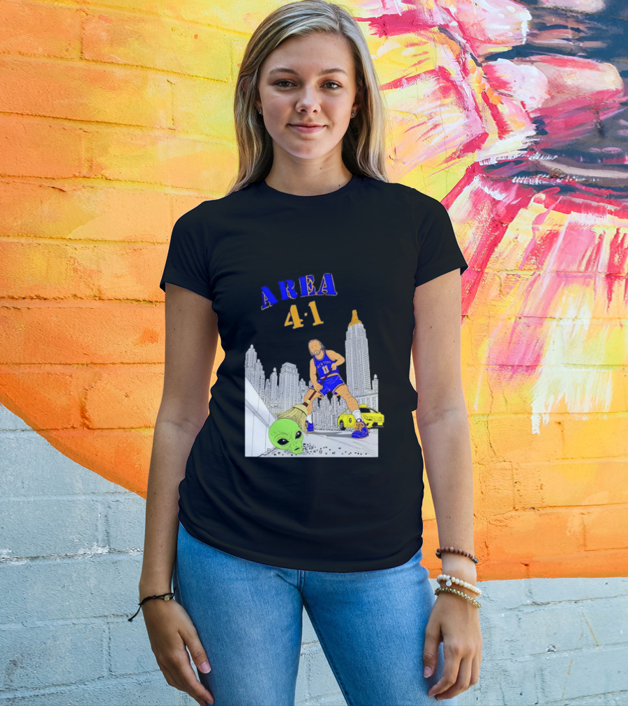 AREA 4 1 Jalen Brunson New York Knicks Vs Alien San Antonio Spurs T-Shirt