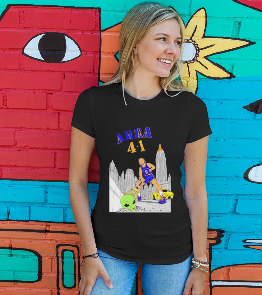AREA 4 1 Jalen Brunson New York Knicks Vs Alien San Antonio Spurs T-Shirt